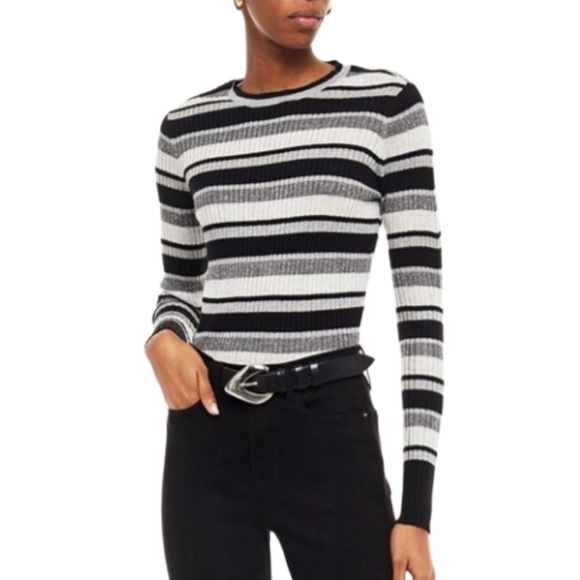 NWT Frame Denim Panel Stripe Crew Long Sleeve Top - Picture 7 of 11